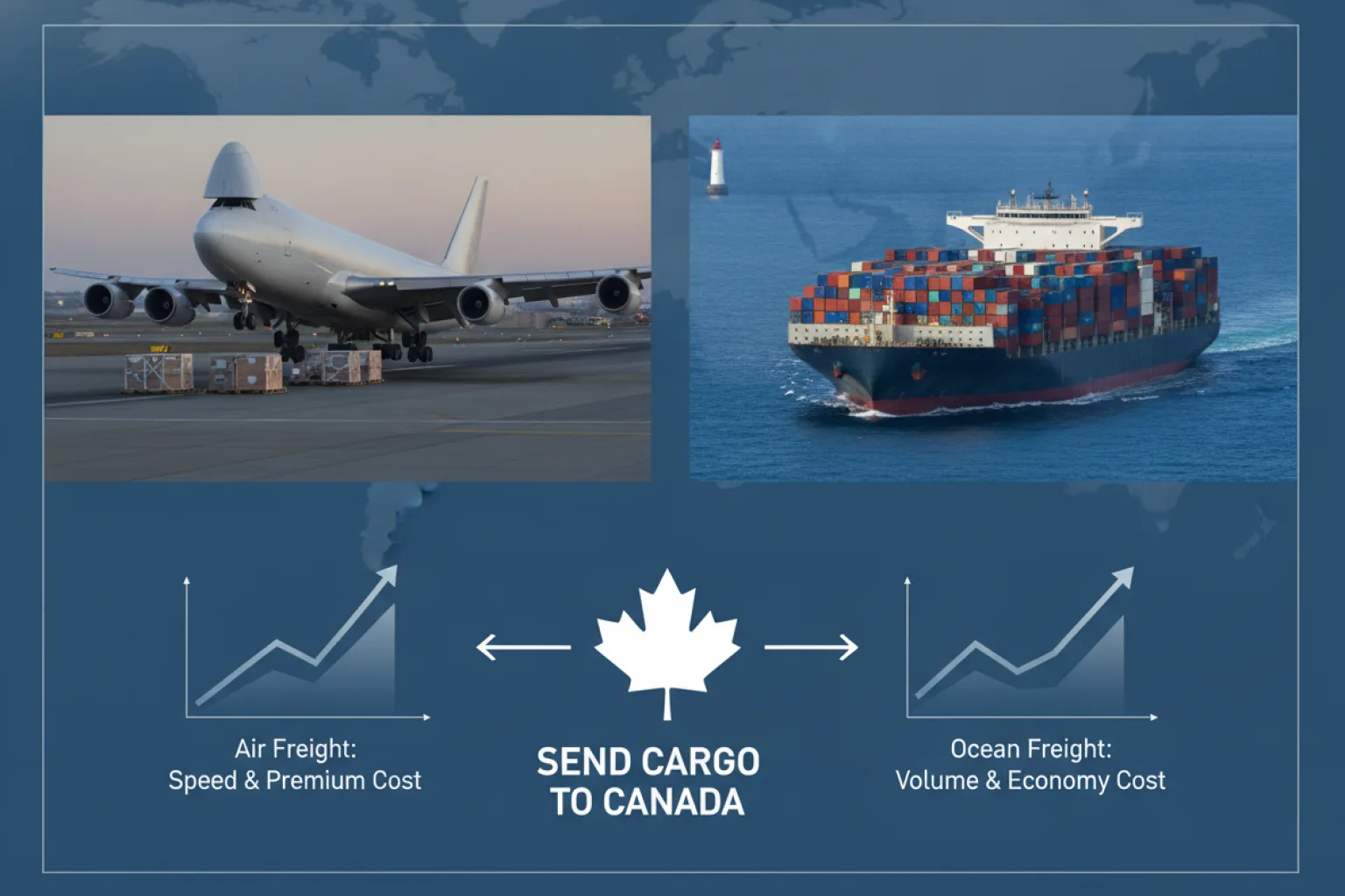 Air freight vs ocean freight cost comparison when you send cargo to Canada